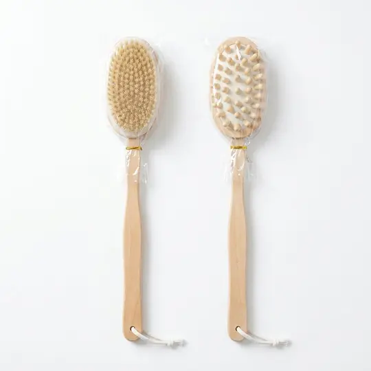 ليفة حمام عودة خشبية وجهين WOODEN LONG HANDLE BATH BRUSH 2 SIDE
