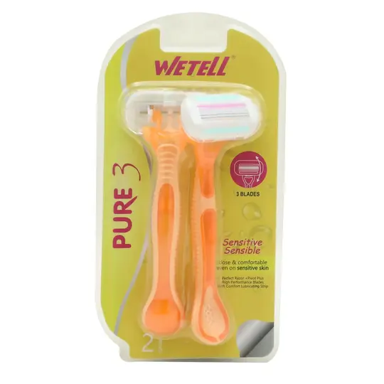 ويتل شفرات حلاقة بيور 3 للبشرة الحساسة - قطعتان WETELL PURE 3 SENSITIVE RAZORS